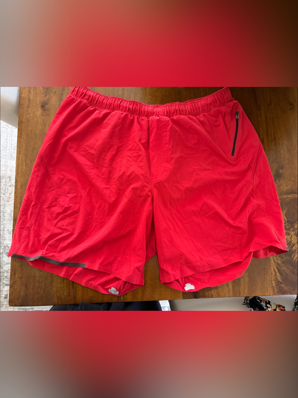 lululemon athletica Red Men's Athletic Shorts with Zipper Pocket